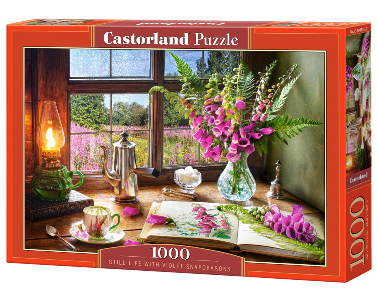 1000 Piece Jigsaw Puzzle, Still Life with Violet Snapdragons, Classic interior, Window view, Garden puzzle, Adult Puzzle, Castorland C-104345-2